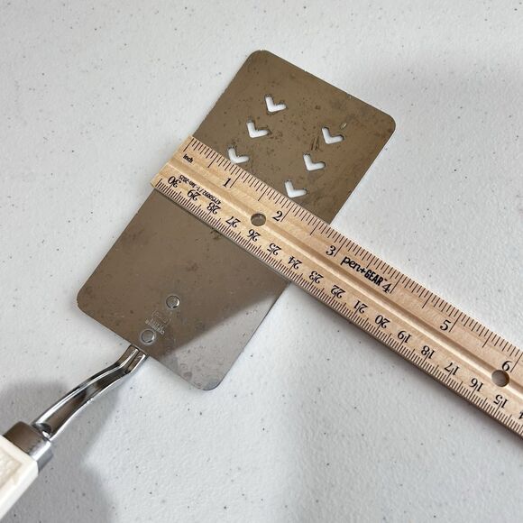 Vintage MCM EKCO Metal Heart Shaped Slotted Spatula Turner Chromium Plated 12" - Picture 9 of 9